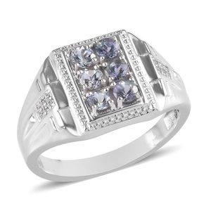 Men’s 1.25 ctw Peacock Tanzanite and Zircon Ring